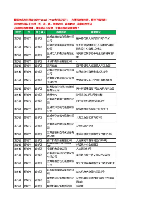 2020新版江苏省盐城市盐都区机电设备有限公司工商企业公司商家名录名单黄页联系电话号码地址大全33家