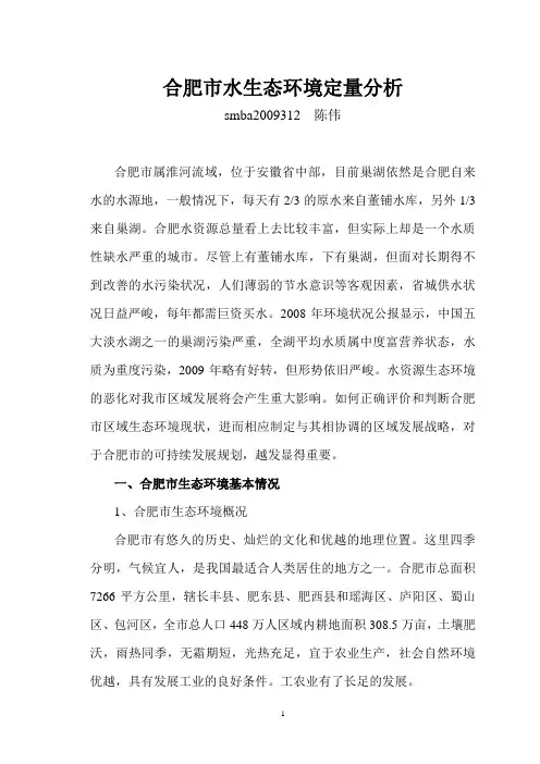 合肥市水环境定量分析