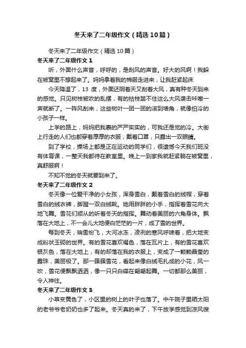 冬天来了二年级作文（精选10篇）
