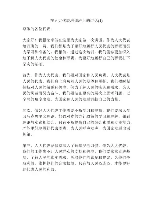 在人大代表培训班上的讲话(1)