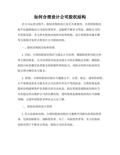 如何合理设计公司股权结构