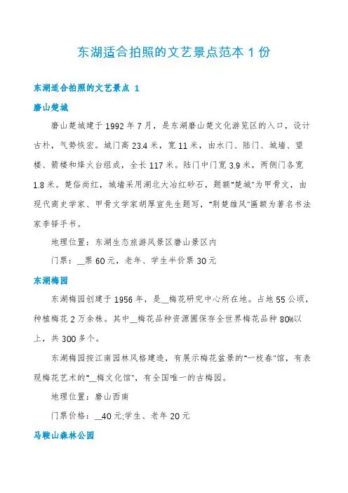 东湖适合拍照的文艺景点范本1份