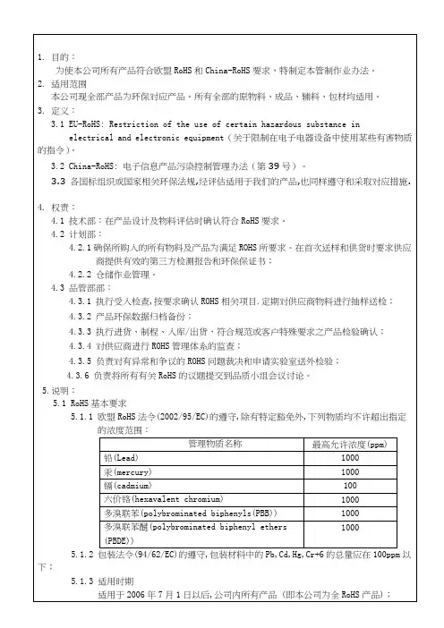 ROHS控制管理办法