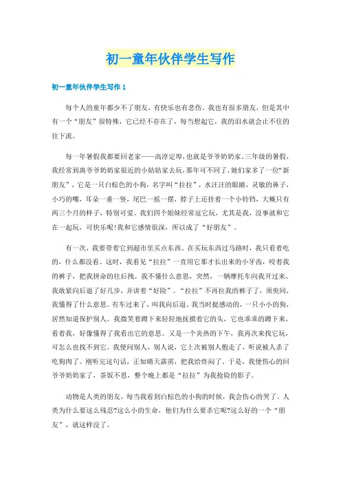 初一童年伙伴学生写作