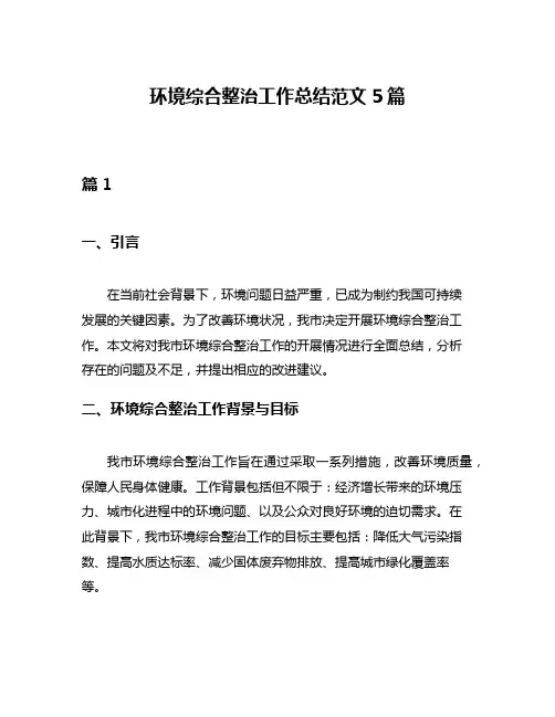 环境综合整治工作总结范文5篇
