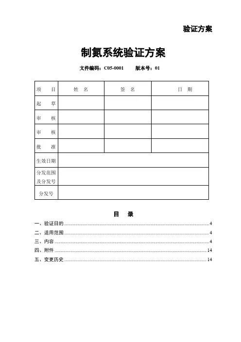 制氮系统验证方案