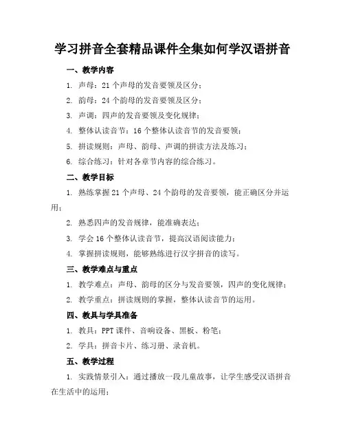 学习拼音全套精品课件全集如何学汉语拼音(1)