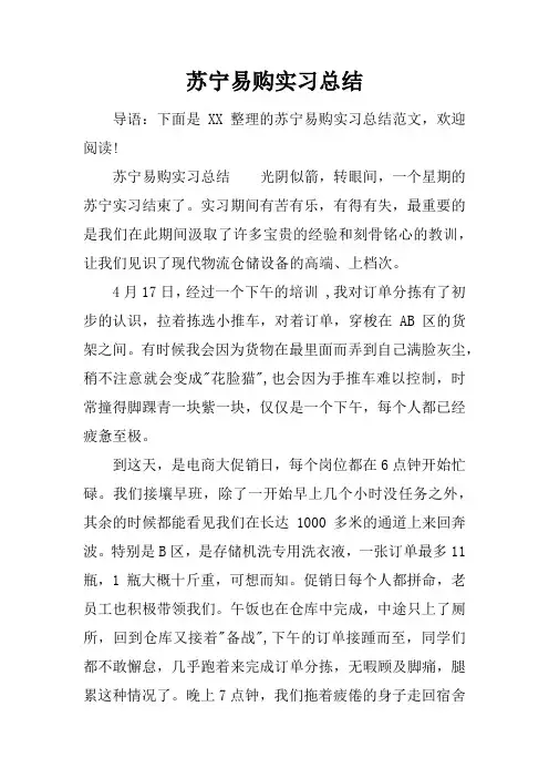 苏宁易购实习总结