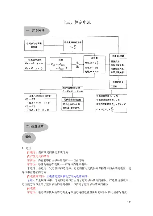 高考物理知识大全：恒定电流