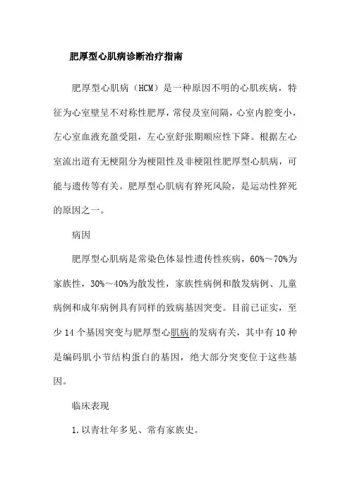 肥厚型心肌病诊断治疗指南