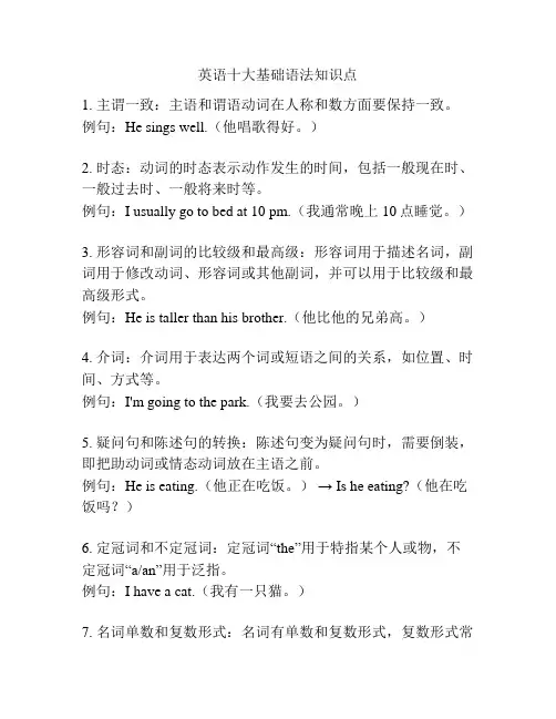英语十大基础语法知识点