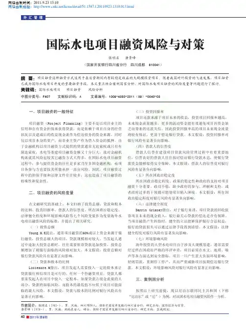 国际水电项目融资风险与对策