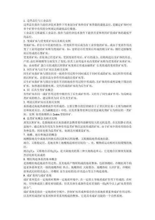 现代成矿理论重点