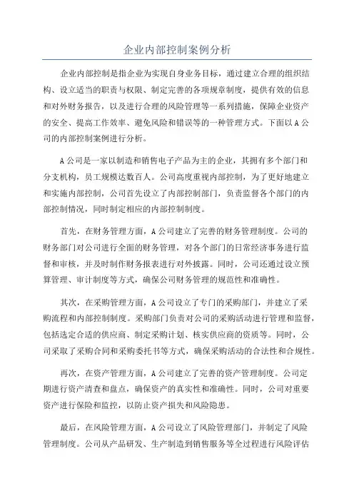 企业内部控制案例分析