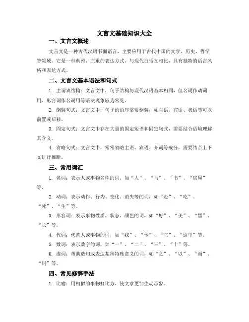 文言文基础知识大全
