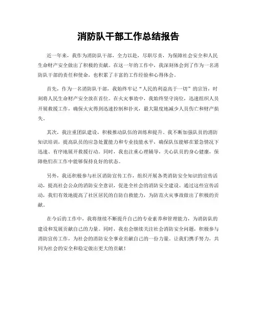 消防队干部工作总结报告