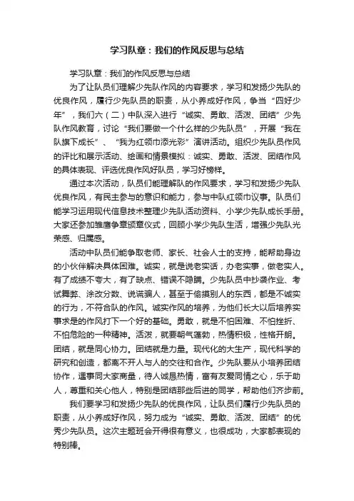 学习队章：我们的作风反思与总结