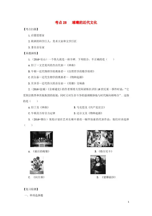 中考历史复习 考点28《璀璨的近代文化》