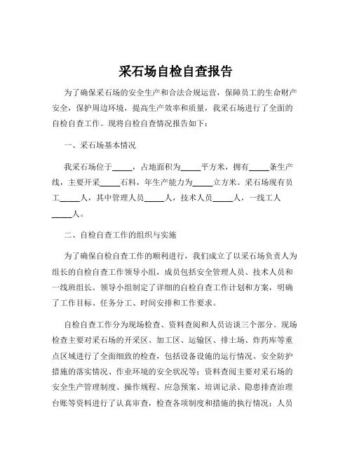 采石场自检自查报告