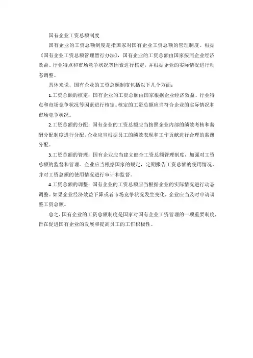 国有企业 工资总额制度