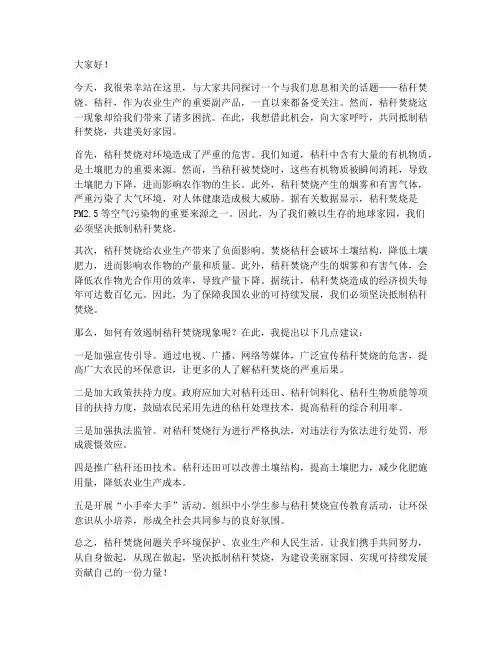 秸杆焚烧发言稿范文