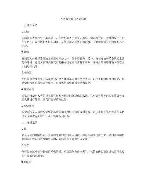 人类器官知识点总结图