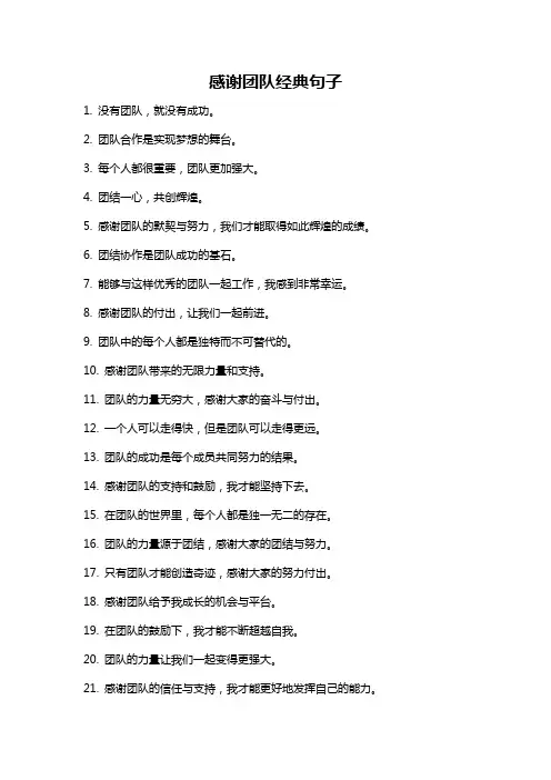 感谢团队经典句子