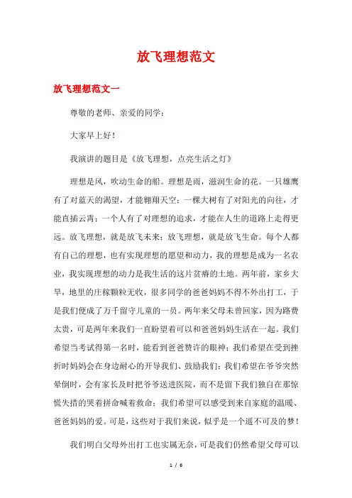 放飞理想范文