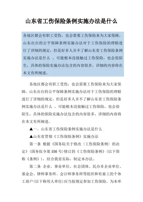 山东省工伤保险条例实施办法是什么