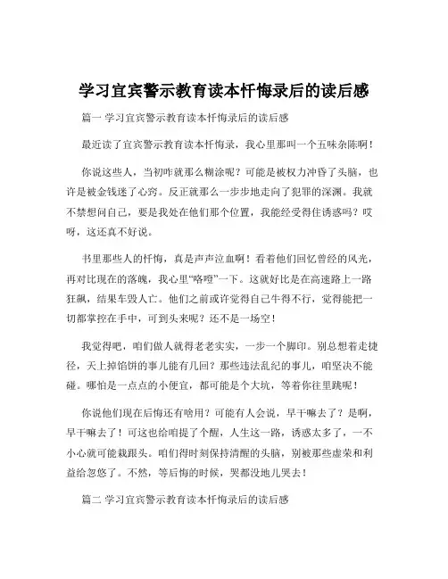 学习宜宾警示教育读本忏悔录后的读后感