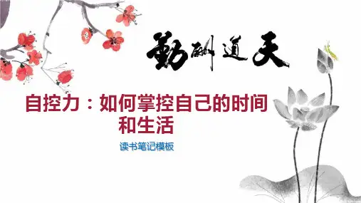自控力：如何掌控自己的时间和生活
