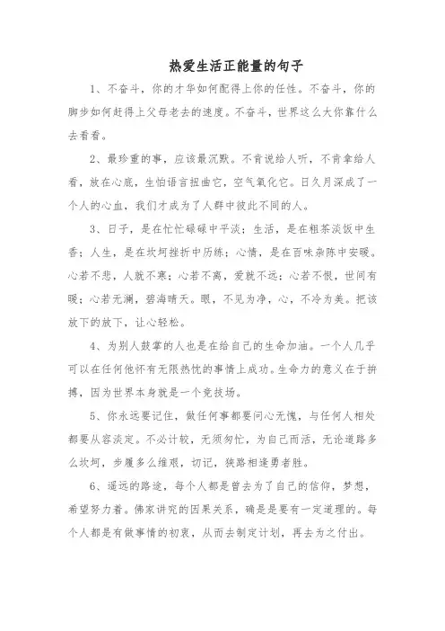 热爱生活正能量的句子