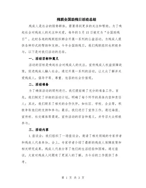残联全国助残日活动总结
