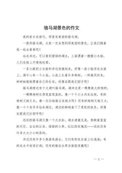 骆马湖景色的作文
