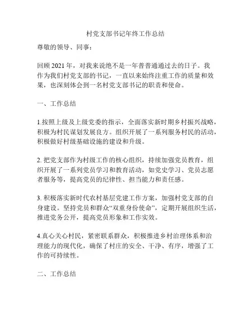 村党支部书记年终工作总结
