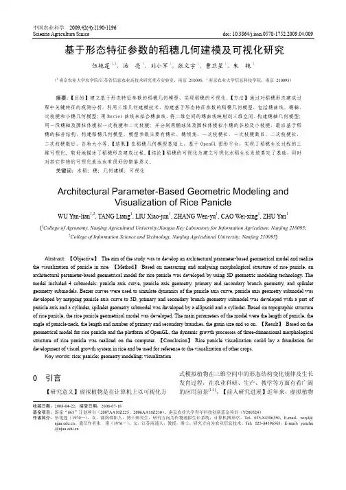 基于形态特征参数的稻穗几何建模及可视化研究