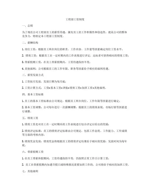 工程部工资制度