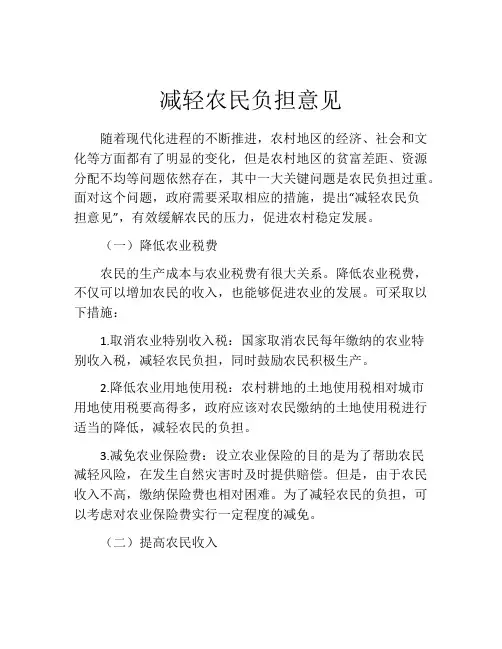 减轻农民负担意见