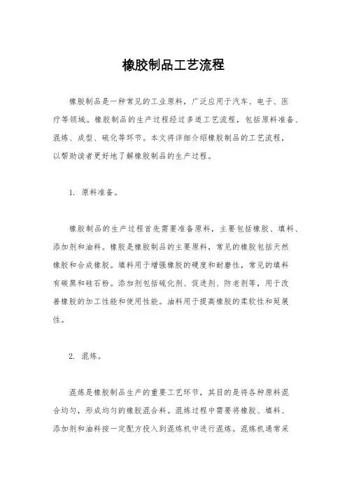 橡胶制品工艺流程