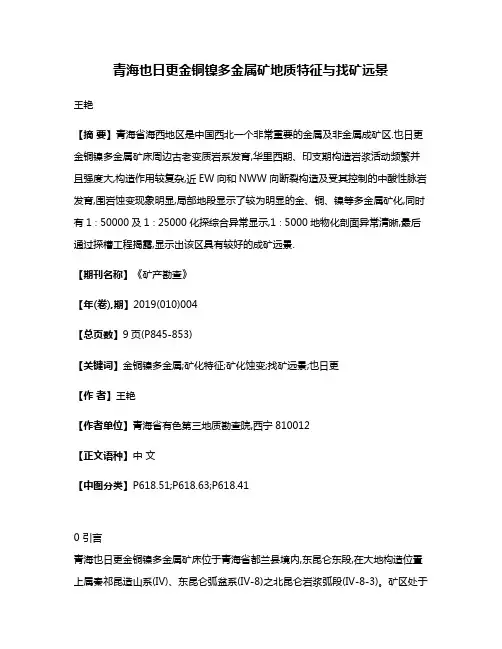 青海也日更金铜镍多金属矿地质特征与找矿远景