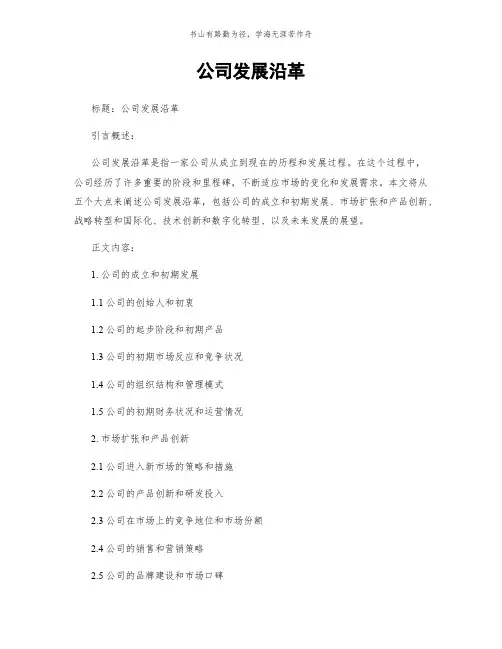 公司发展沿革简版