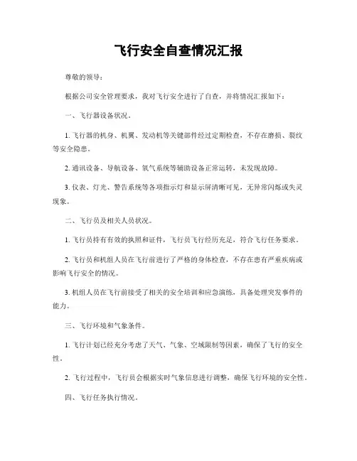 飞行安全自查情况汇报