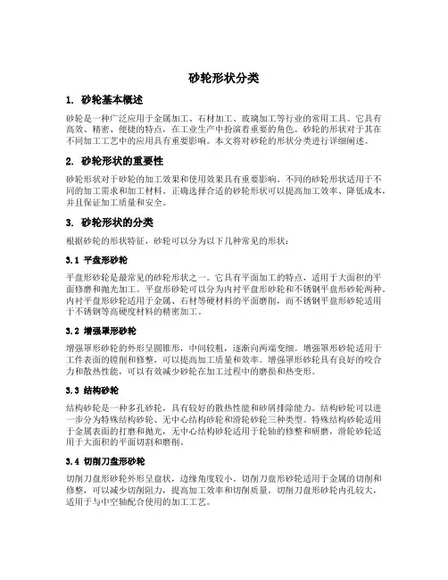 砂轮形状分类