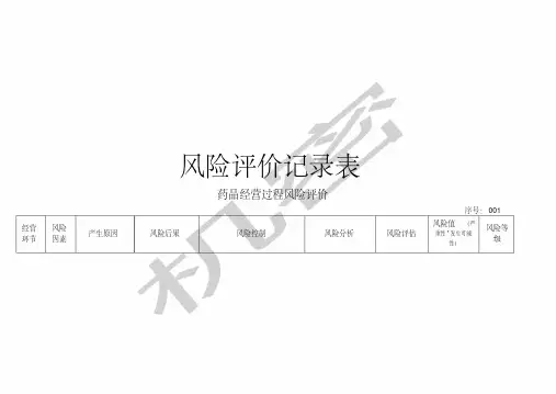 风险评价记录表