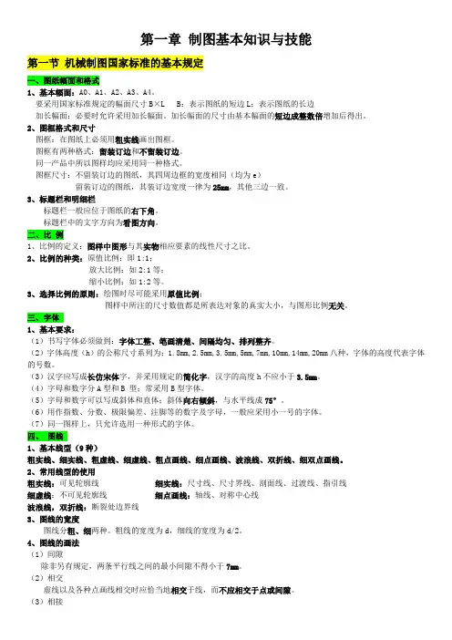 中职《机械制图》第一章必背知识点