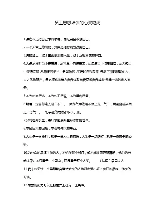 员工思想培训的心灵鸡汤