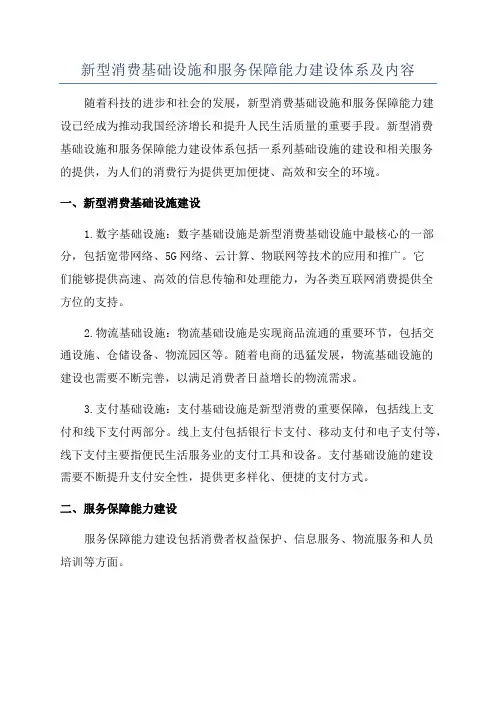 新型消费基础设施和服务保障能力建设体系及内容