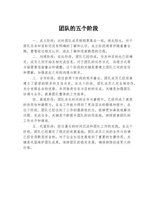 团队的五个阶段