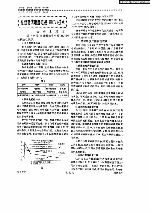 纵谈高清晰度电视(HDTV)技术