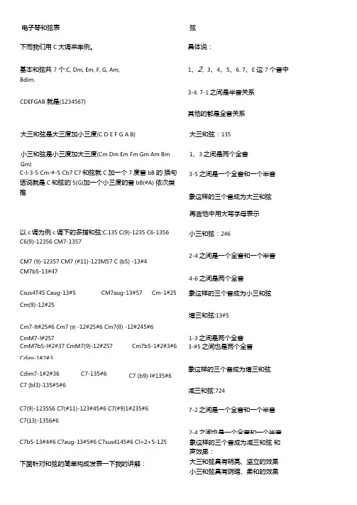 电子琴和弦表